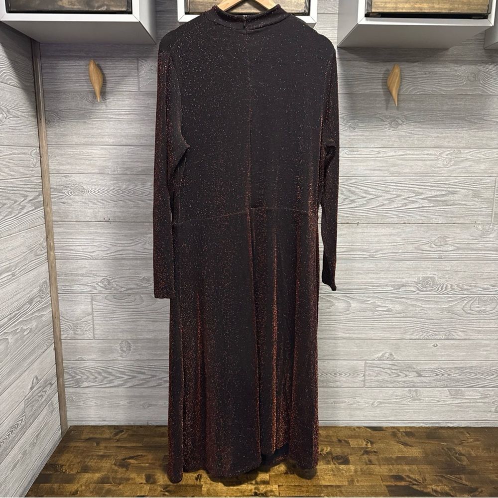 H&M Metallic Shimmer Overlay Dress XL Lined Long Wimsigoth Dark Romantic Party - Picture 3 of 8